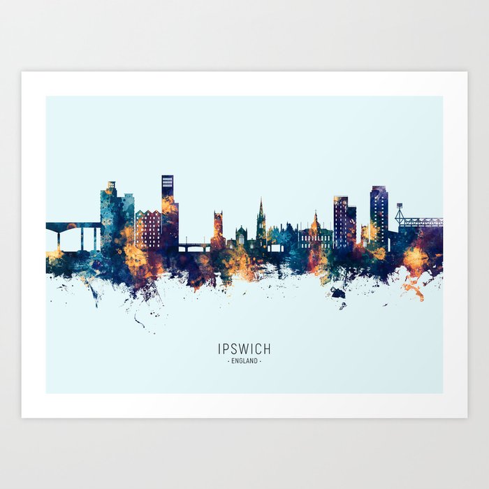 Ipswich England Skyline Art Print by artPause Michael Tompsett Society6