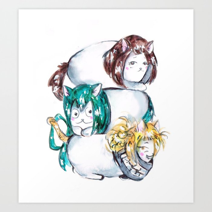 My Hero Academia Mha Kawaii Kitties Art Print By Floxabia Society6 Another free people for beginners step by step drawing video tutorial. my hero academia mha kawaii kitties art print by floxabia