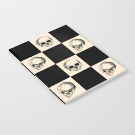 Skulls Horror Gothic Victorian Black Beige Checkerboard Notebook