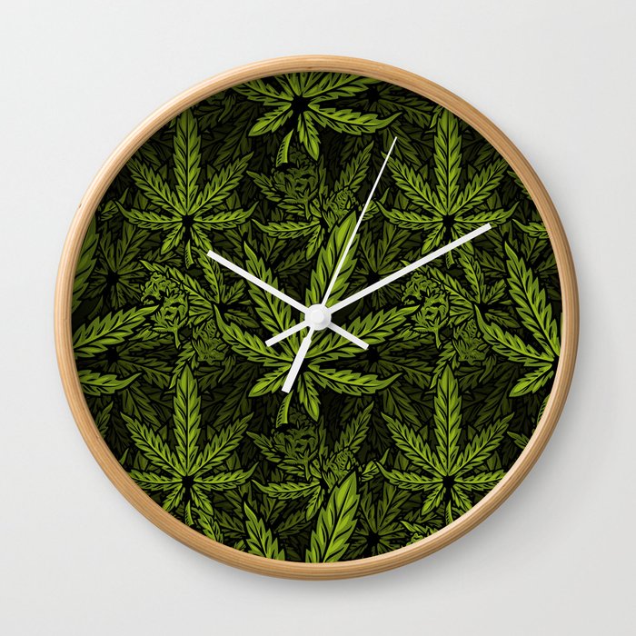 weed pattern Wall Clock