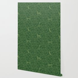 Spring Cheetah Pattern - Forest Green Wallpaper