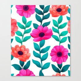 flowers and leaves pattern Canvas Print