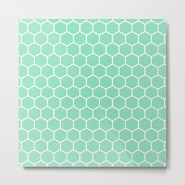 Honeycomb (White & Mint Pattern) Metal Print | Beehive, Bees, Mintandwhite, Bee, Hexagon, Honey, Sweet, Geometric, Hive, Hives 