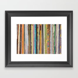 Vintage Used Vinyl Rock Record Collection Abstract Stripes Framed Art Print