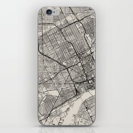 Detroit, Michigan - Black and White City Map - USA - Aesthetic iPhone Skin