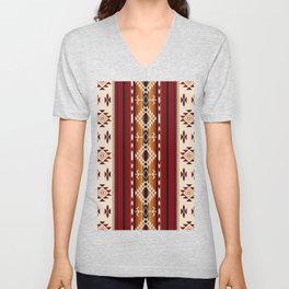 Amber Fire Native American Tribal Pattern V Neck T Shirt
