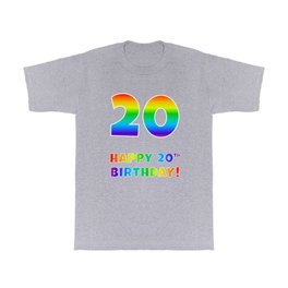 [ Thumbnail: HAPPY 20TH BIRTHDAY - Multicolored Rainbow Spectrum Gradient T Shirt T-Shirt ]