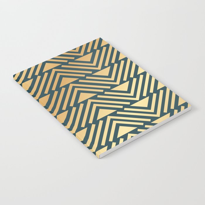 Gold Pyramid Stripes on Dark Green Notebook