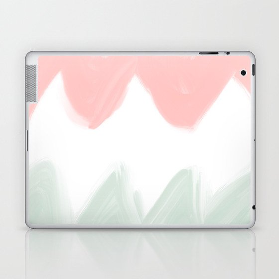 Hand Painted Pastel Pink Mint Green White Zigzag Colorblock Laptop & iPad Skin