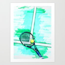 Tennis Ball And Racket. For Tennis Lovers  Art Print