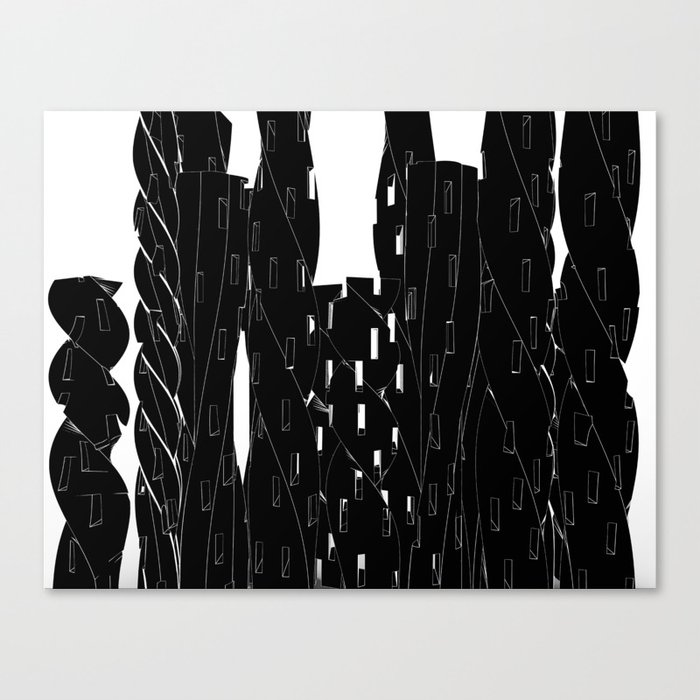 Abstract Cityscape Black And White Canvas Print By Alexdylandesign