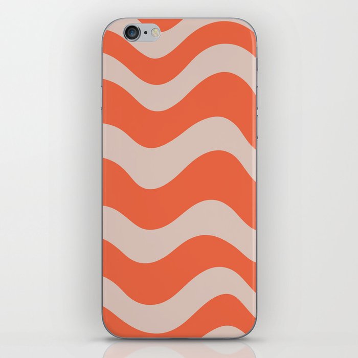 Retro Candy Waves - Orange and grey iPhone Skin