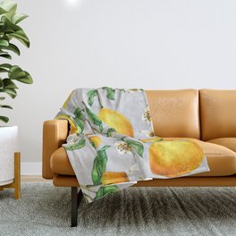 Lemon and floral pattern Throw Blanket