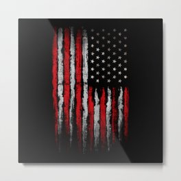 Red & white Grunge American flag Metal Print