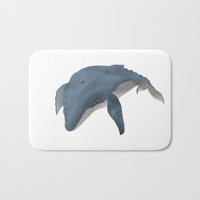 gray blue whale in digital watercolor painting Bath Mat