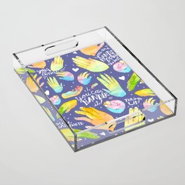 Hands Down, You're Awesome! - Motivational Watercolor Illustration Acrylic Tray