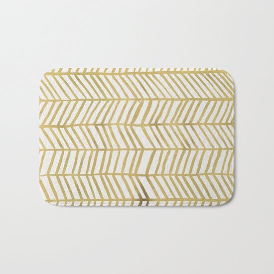 Gold Herringbone Bath Mat