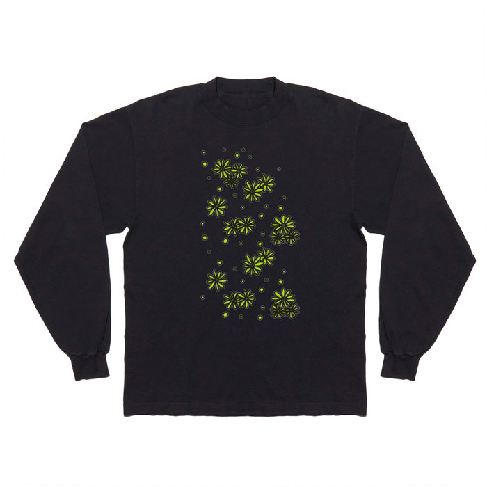 Daisies and Dots - Lime Green Long Sleeve T Shirt