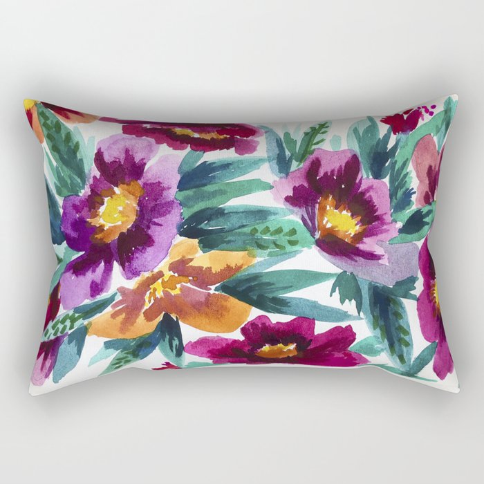 flores acuarela Rectangular Pillow