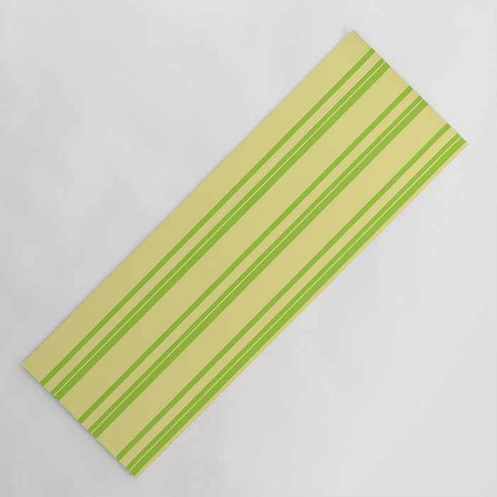 Green & Tan Colored Lined/Striped Pattern Yoga Mat