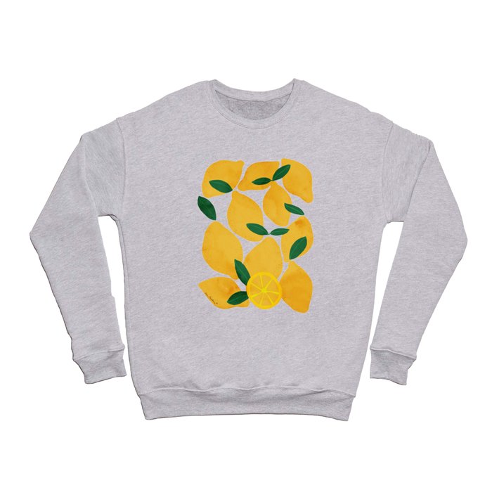 lemon mediterranean still life Crewneck Sweatshirt