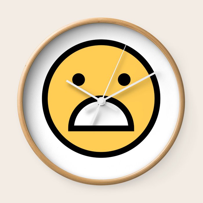 Smiley Face Cute Big Mouth Unhappy Smiling Face Wall Clock By Dogboo