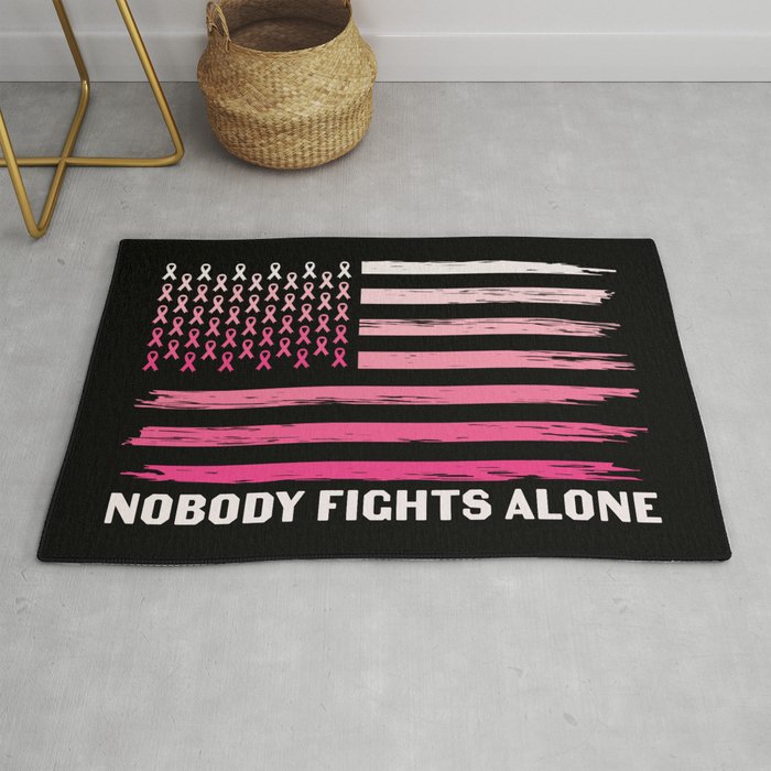 Nobody Fights Alone Breast Cancer Awareness Rug