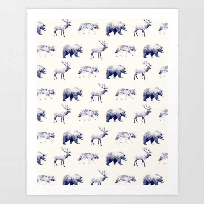 Wild Pattern // Blue Art Print