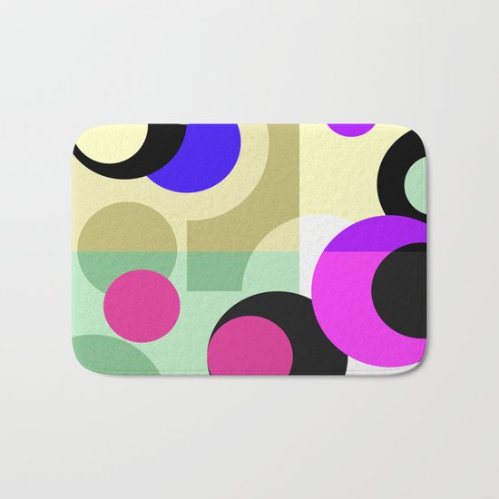 Colorful geometric pattern with polka dots . Bath Mat