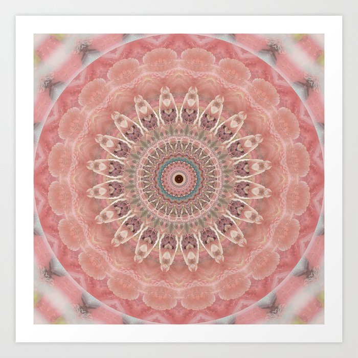 Mandala rose white Art Print