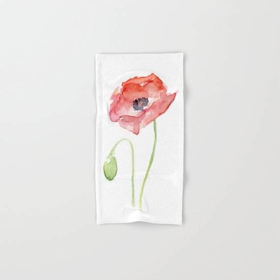 Red Poppy Flower Flowers Hand & Bath Towel