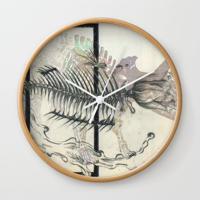 rose-Fish-bone dinosaur Wall Clock