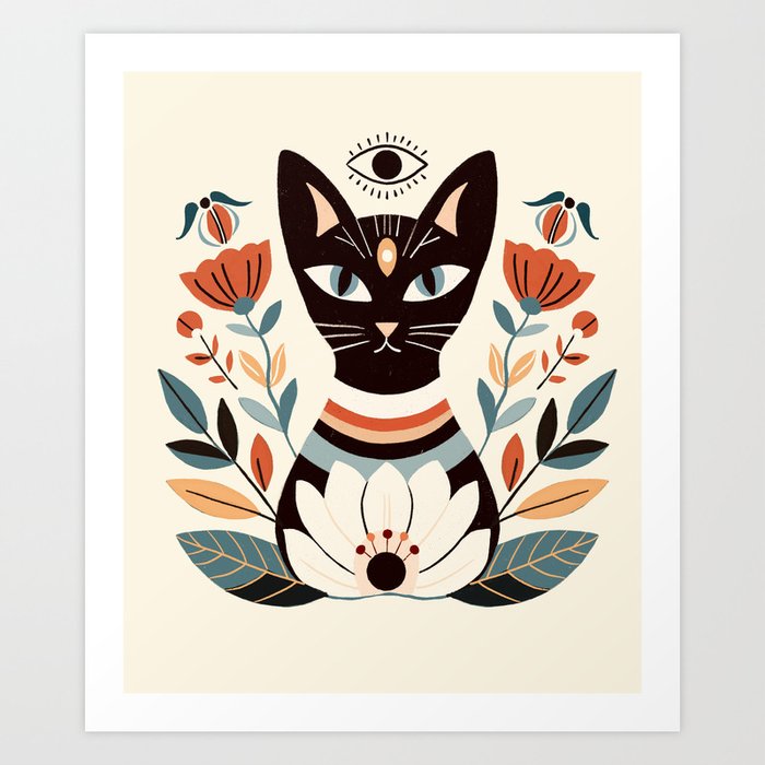 Chakra cat  Art Print