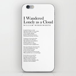 I Wandered Lonely as a Cloud - William Wordsworth Poem - Literature - Typography Print 2 iPhone Skin