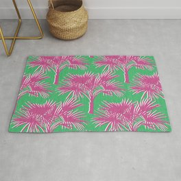 Retro Palm Trees Hot Pink and Kelly Green Area & Throw Rug