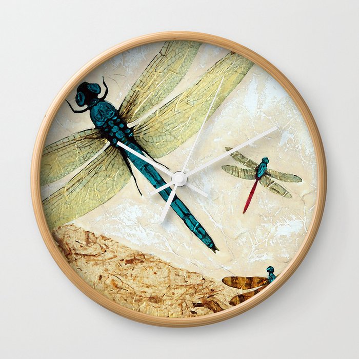 Zen Flight - Dragonfly Art By Sharon Cummings Wall Clock