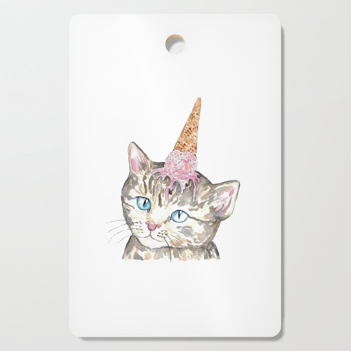 Kittycorn ice cream cone cat Painting Cutting Board
