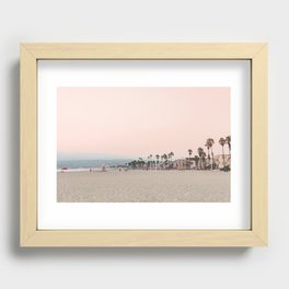 California Pink Beach Sunset Photography Recessed Framed Print