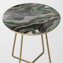 Green Black Marble Agate Gold Glitter Glam #1 (Faux Glitter) #decor #art #society6 Side Table
