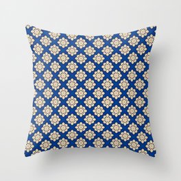 Blue and Beige Square Pattern Throw Pillow