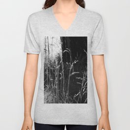 Long Grass Close Up in the Scottish Highlands in Black and white V Neck T Shirt