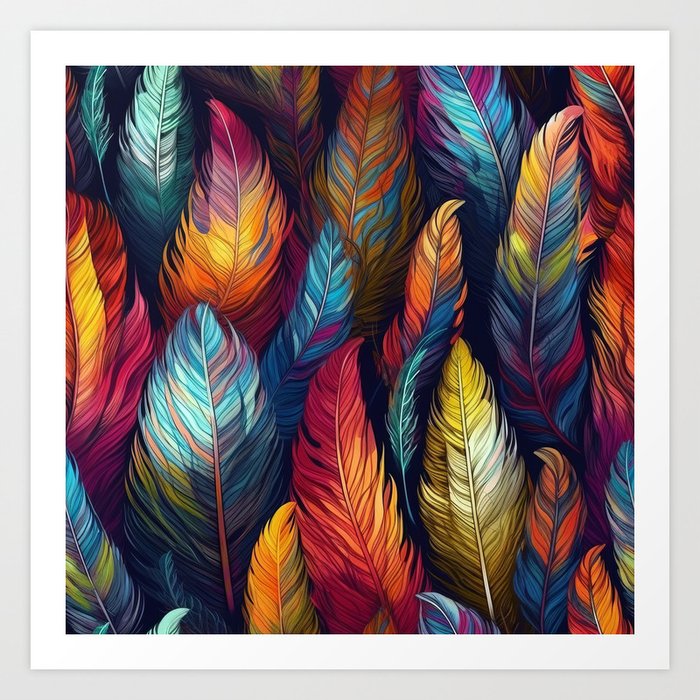 Vibrant Colorful Feathers Art Print