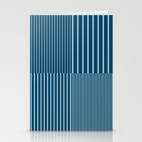 Stripes Pattern and Lines 13 in Midnight Blue Stationery Cards