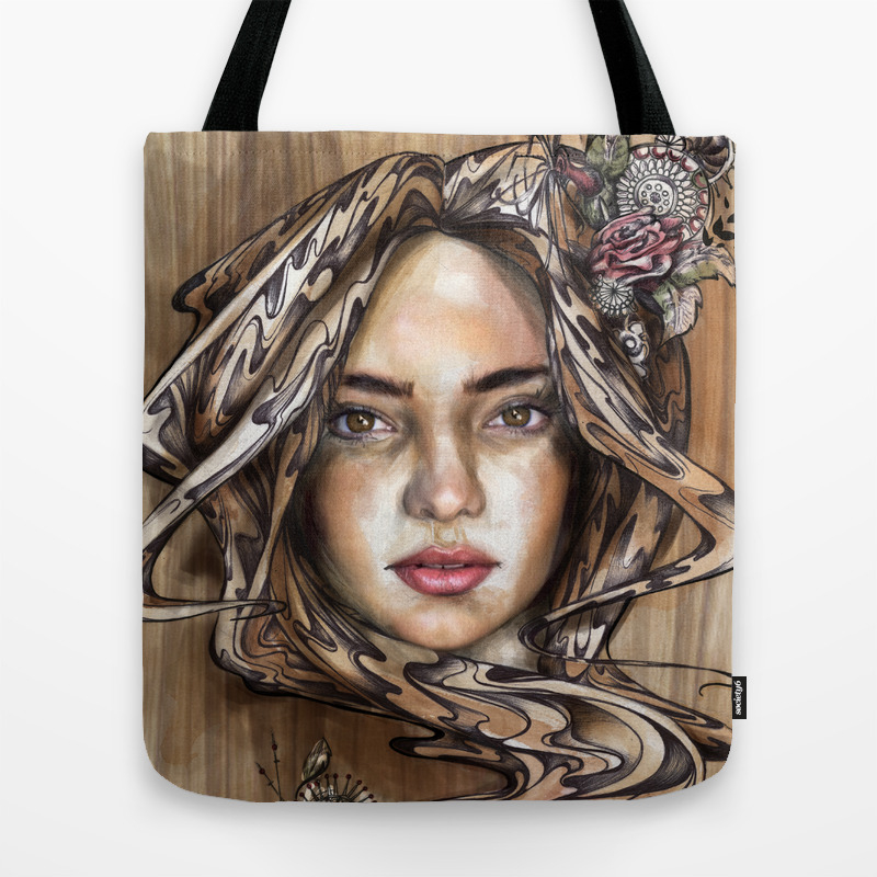 wooden tote bag