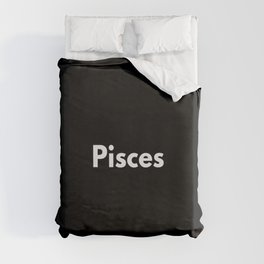 Pisces, Pisces Sign, Black Duvet Cover