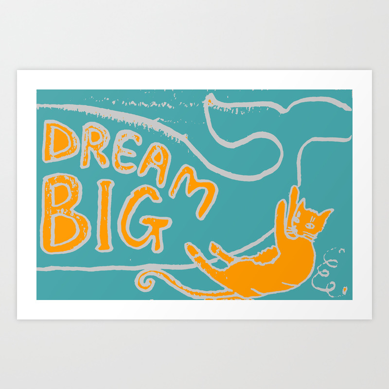 Dream Big Cat And Whale Art Print By Osomebeamer Society6