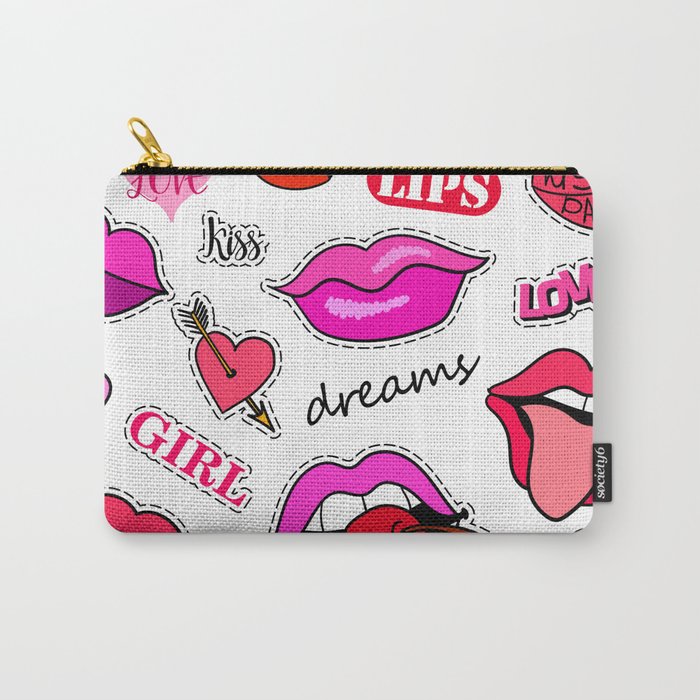 Lips of Love: High Fashion Fine Art with Fashion Patch Badges Set Carry-All Pouch