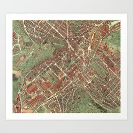 Vintage Map of Heidenheim, Germany Art Print