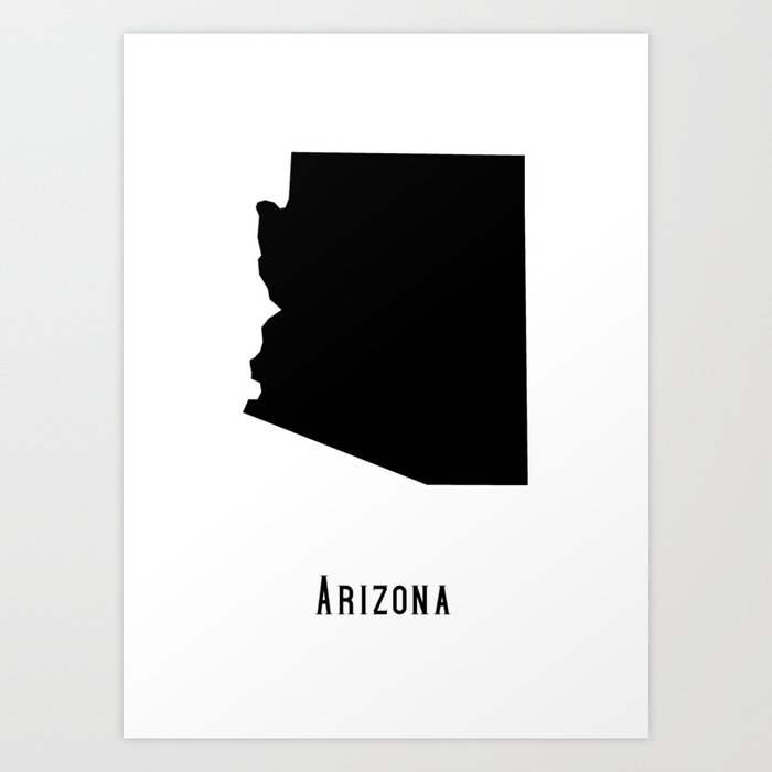 Arizona Map - Black and White Modern Arizona Map - Bauhaus style ...