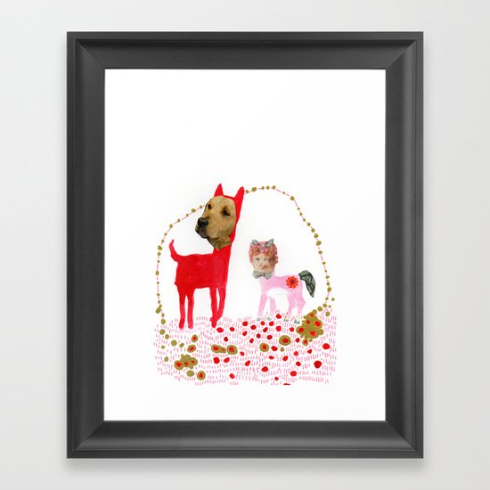 Cat and Dog Framed Art Print